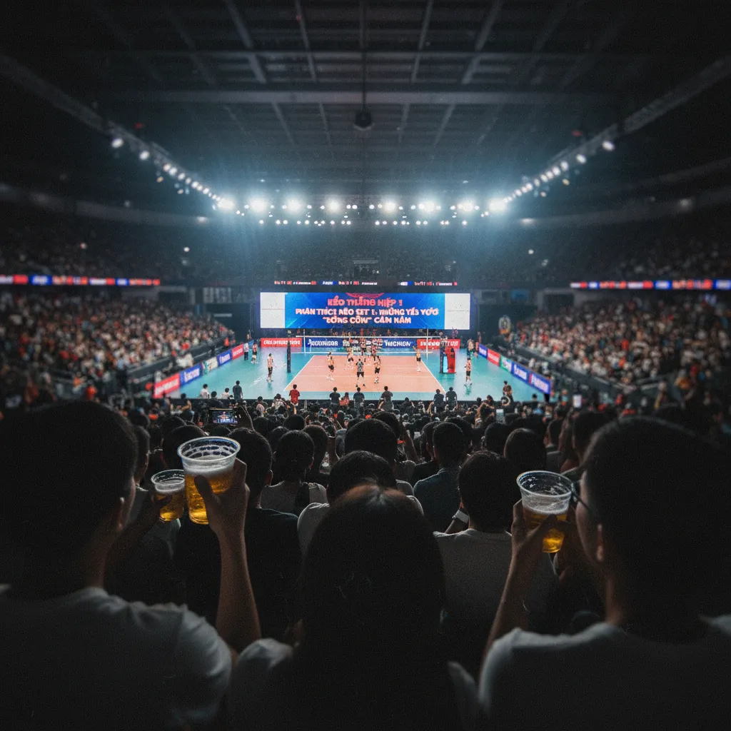 Hai vận động viên bóng chuyền bật cao chắn bóng trên lưới